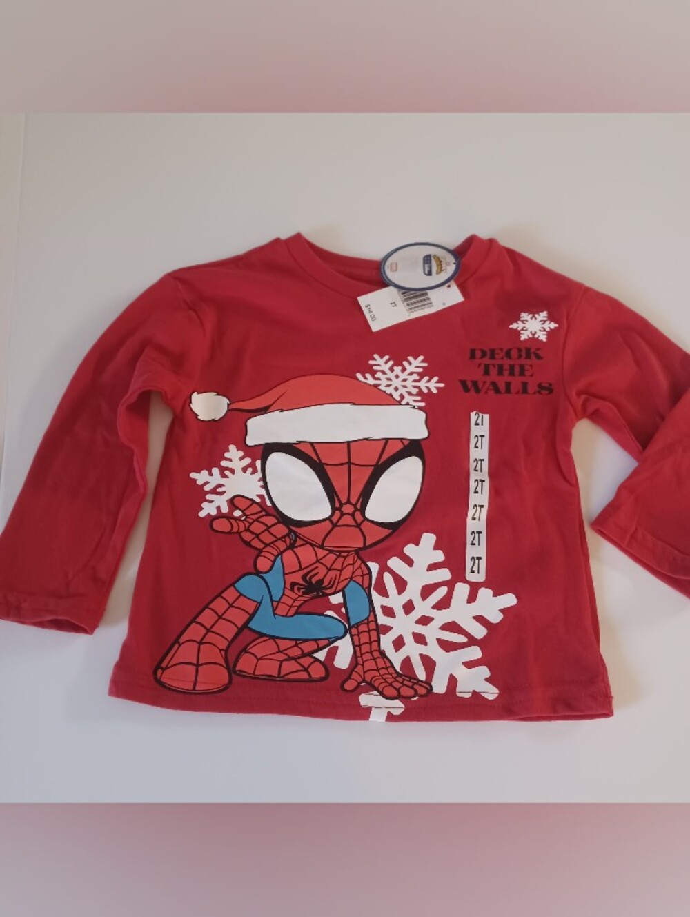 Spiderman Spidey Christmas Tee Sz 2T Long Sleeve